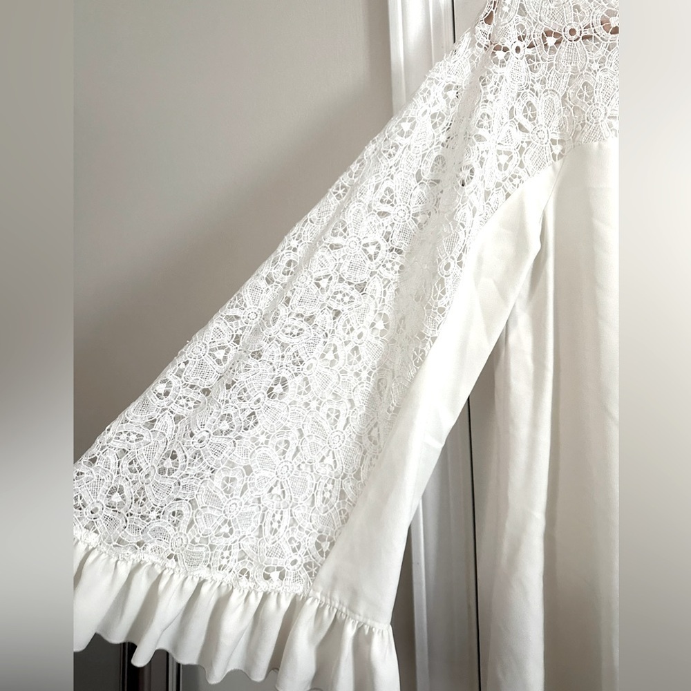 GIAMBA Paris Giambattista Valli White Lace Yoke Mini Dress - Sz 40 (2-4) - Picture 7 of 8